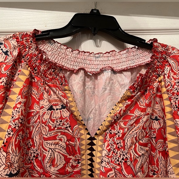 NWOT Bright, Multicolored Smocked Top - Picture 5 of 7